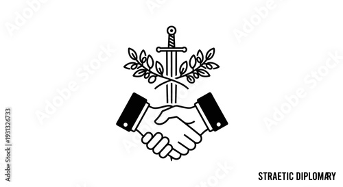 Tableau sur toile Handshake with swords and leaves crest.