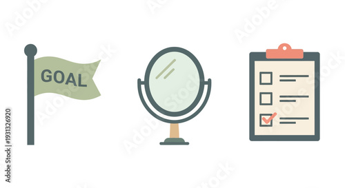 Goal setting concept with flag checklist.