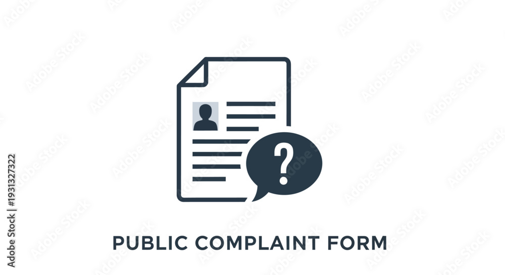 Fototapeta premium Public complaint form document icon.