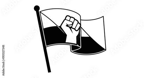 Raised fist on a flag.