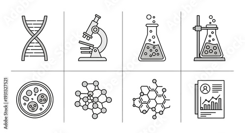 Science and laboratory icons set.