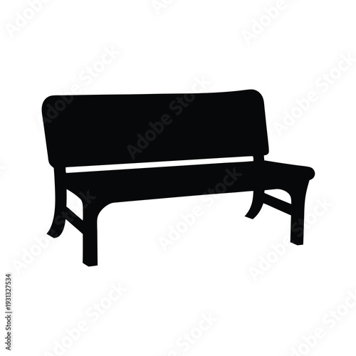 Silhouette of a sturdy park bench with a backrest, perfect for relaxing