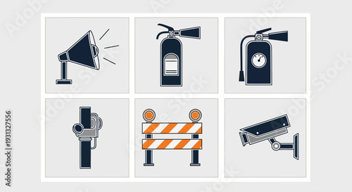 Security equipment icons set.