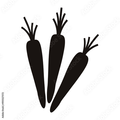 Minimalist Design Featuring Three Carrots in Silhouette on a White Background