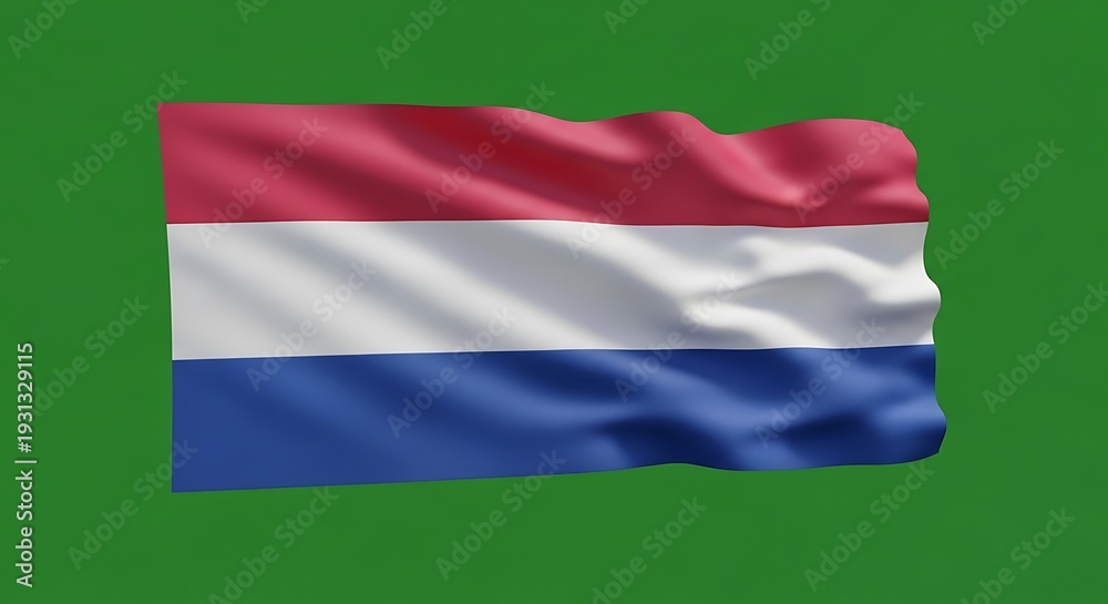Obraz premium A red, white, and blue horizontal tricolor flag on green