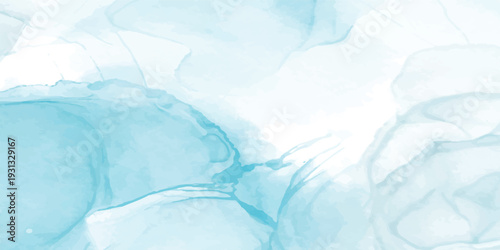 A cold abstract blue watercolor texture resembling frozen ice patterns and frosty winter glass