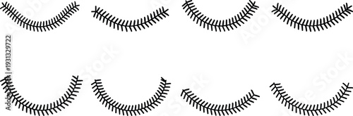 False eyelash silhouette set, curved lash extension styles collection for beauty makeup, cosmetic branding and salon design elements