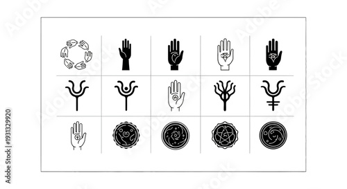 Collection of various spiritual symbols.