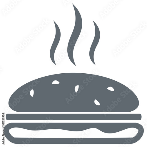 Hot steaming burger simple icon graphic illustration minimal design