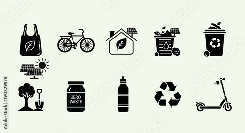 Eco friendly living icons set.