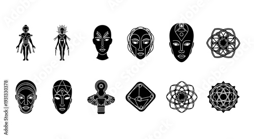 Various spiritual and mystical symbols.