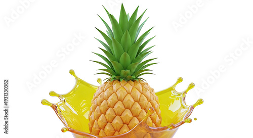 Pineapple splash in yellow liquid
