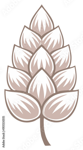 Stylized Hop Cone Illustration for Brewing or Botanical Designs