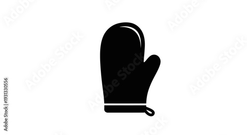Classic black oven mitt silhouette for kitchen safety and baking protection, an essential cooking utensil icon