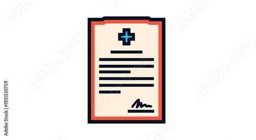 Modern Medical Report Icon Illustrating Health History, Patient Diagnosis, and Healthcare Information Document on a Clipboard with Signature for Clinical Use and Digital Design