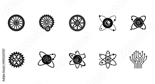Black and white atomic symbols.