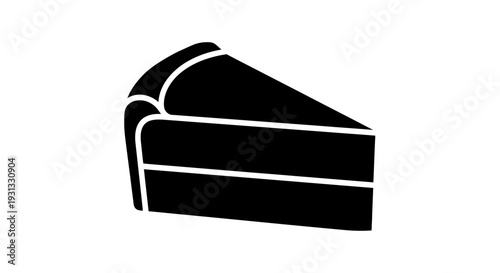 Elegant minimalist silhouette of a delicious layered cake slice, perfect for dessert menus, bakery branding, or sweet treat illustrations