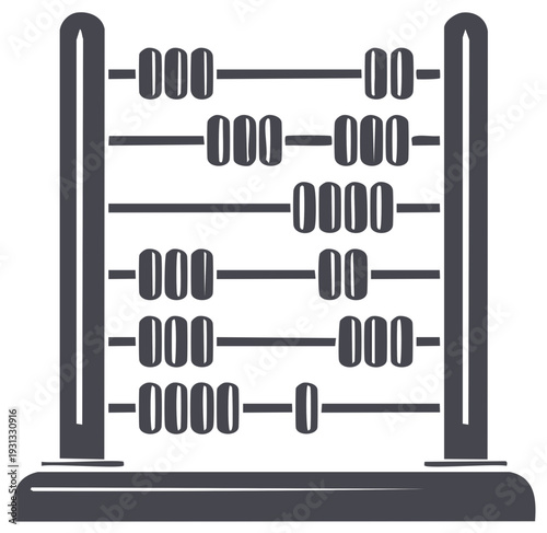 Abacus counting frame silhouette icon for math and finance calculation