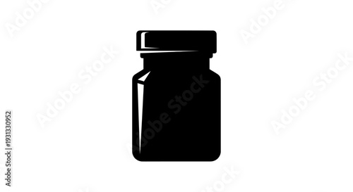 Simple black silhouette icon of a generic jar or bottle with a secure cap, representing storage, packaging, or containment in a versatile and minimalist graphic design element