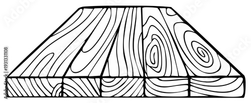 Geometric wood planks with grain texture in outline