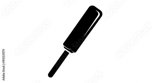 Pure black silhouette illustration of a classic frozen treat on a stick. This simple, solid graphic embodies a refreshing summer dessert, representing cool indulgence and sweet delight