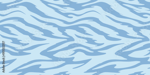 Blue tiger stripe camouflage seamless pattern. Vertical stripes camo design. 