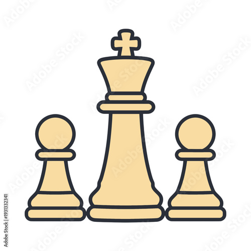 Chess King and Pawns UI Icon for Game Interface