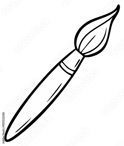 Simple outline drawing of a paintbrush with a long handle and bristles