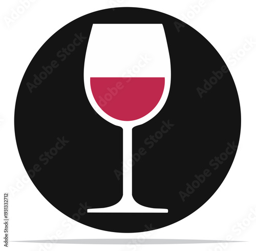 Wine glass icon in black circle illustration