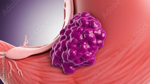 Ultra-Realistic Scientific 3D Visualization of Stomach Cancer Tumor – Static Gastric Anatomy, Cinematic Camera Motion
