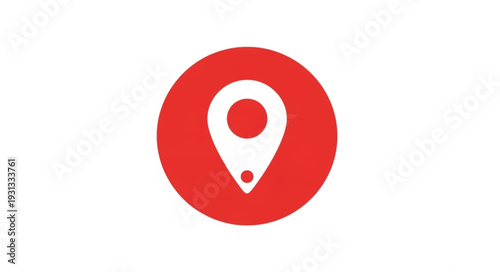 Red location pin icon on white background.