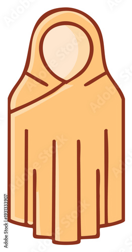Cartoon style beige hijab headscarf illustration depicting modest traditional Muslim women fashion