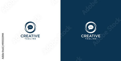 unity human logo and chat bubble logo vector icon