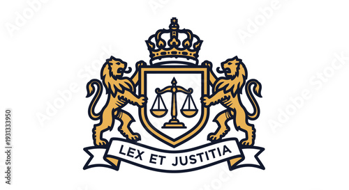Coat of Arms with Scales of Justice and Lions.