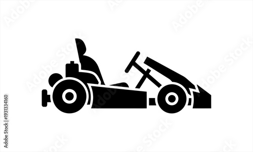Black Silhouette of a Go-Kart on a White Background.