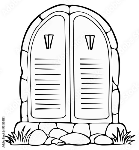 Ancient stone tablets resembling the Ten Commandments with carved lines and symbols vector illustration