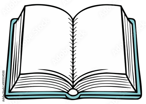 Open book illustration with blue cover and blank pages, perfect for education concepts