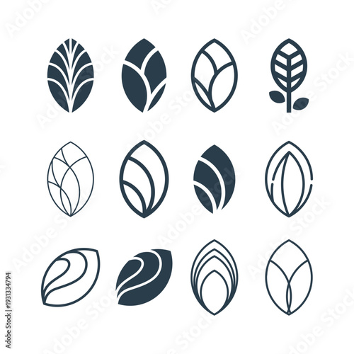 Set of leaf design with creative modern element idea concept and icon