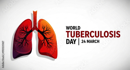 World Tuberculosis Day Poster Featuring Colorful Lung Illustration Promoting TBC Awareness, Prevention and Respiratory Health Support