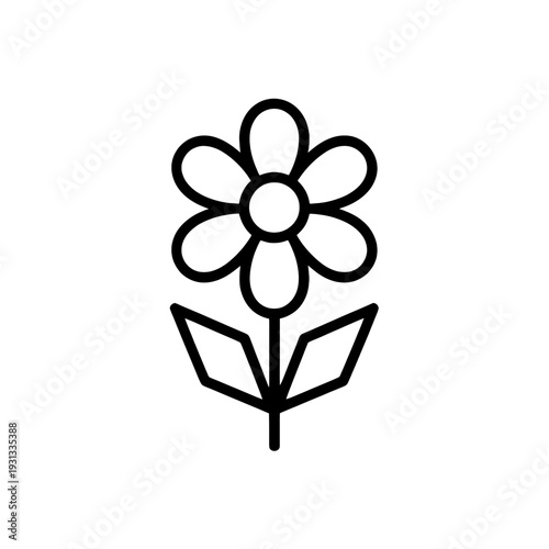 Outline Flower Plant UI Icon for App Interface