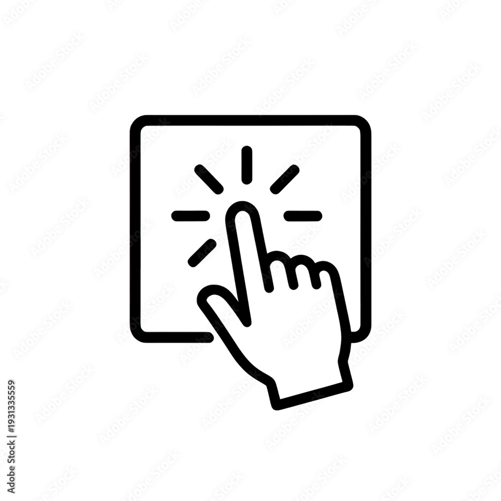 Fototapeta premium Outline Hand Touching Screen With Dots UI Icon for App UI