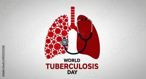 World Tuberculosis Day Logo with Creative Lung Illustration Promoting TBC Awareness, Prevention and Global Public Health Action