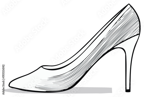 Elegant Black and White Sketch of a Classic High Heel Shoe