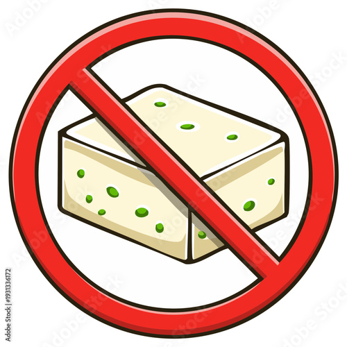 No Tofu Allowed Symbol Illustration Vegetarian Vegan Diet Restriction Icon
