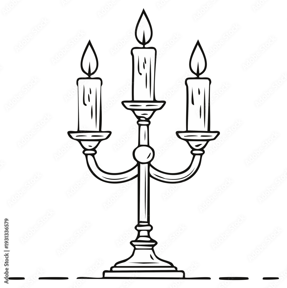 Fototapeta premium Illustration of a candelabra with three burning candles