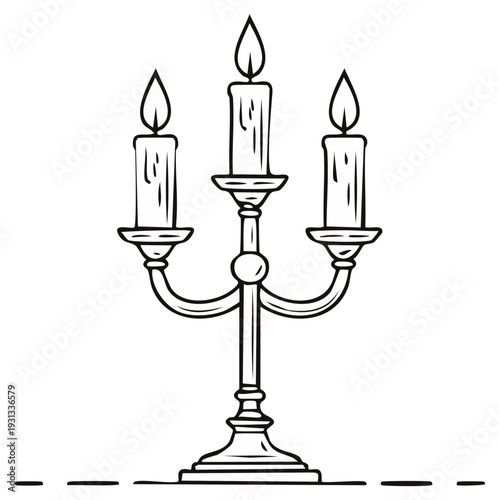 Illustration of a candelabra with three burning candles