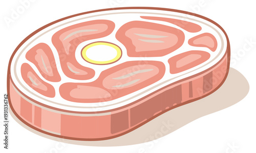 Cartoon illustration of fresh raw steak cut for menu or design