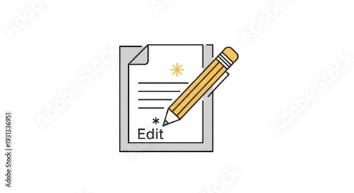Pencil writing the word edit on a document.
