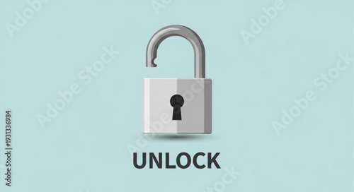 Open padlock with the word unlock below it.
