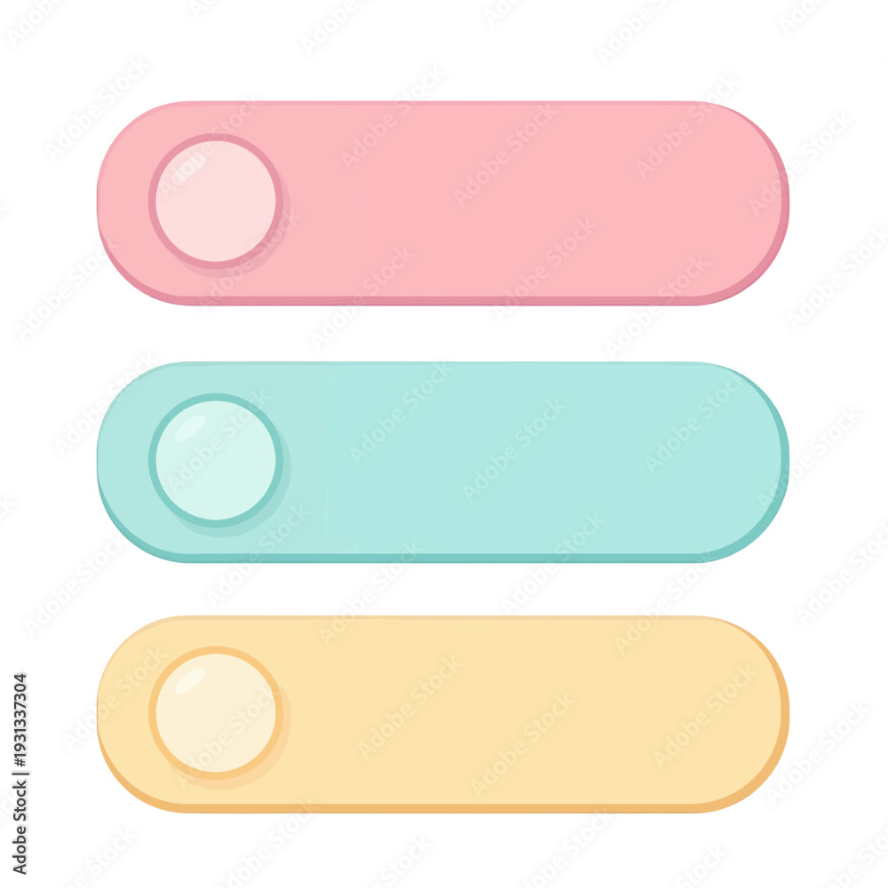 Obraz premium Pink Blue Yellow Rounded Toggle Switch UI Icon for App Interface